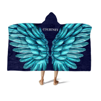 Hooded Fleece Blanket: Turquoise Wings Apparel & Accessories Sam + Zoey  Sam + Zoey