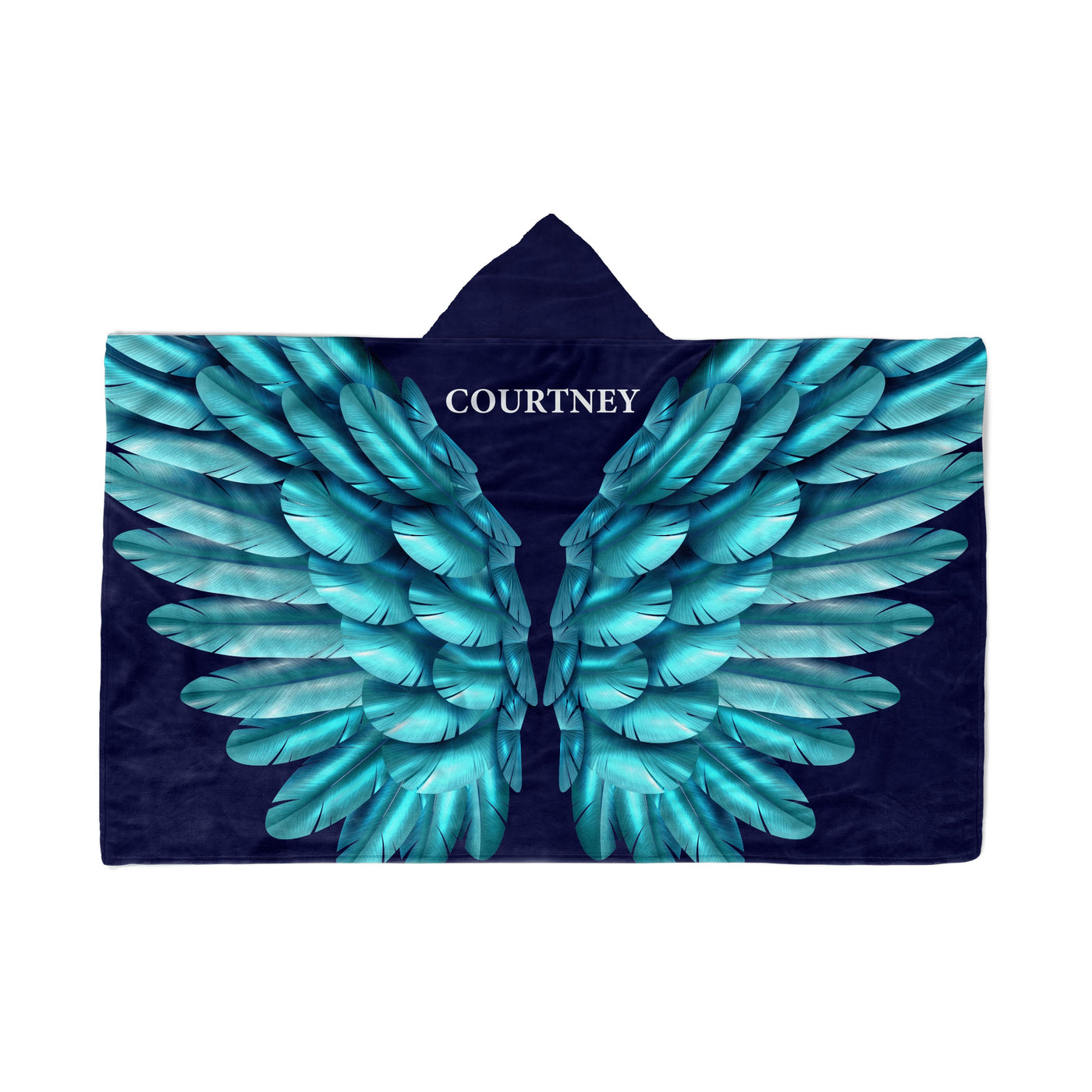 Hooded Fleece Blanket: Turquoise Wings Apparel & Accessories Sam + Zoey  Sam + Zoey