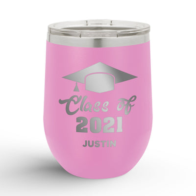 Personalized Graduation Cap Class Of 12oz Insulated Wine Tumbler Insulated Tumbler Sam + Zoey Light Purple  Sam + Zoey