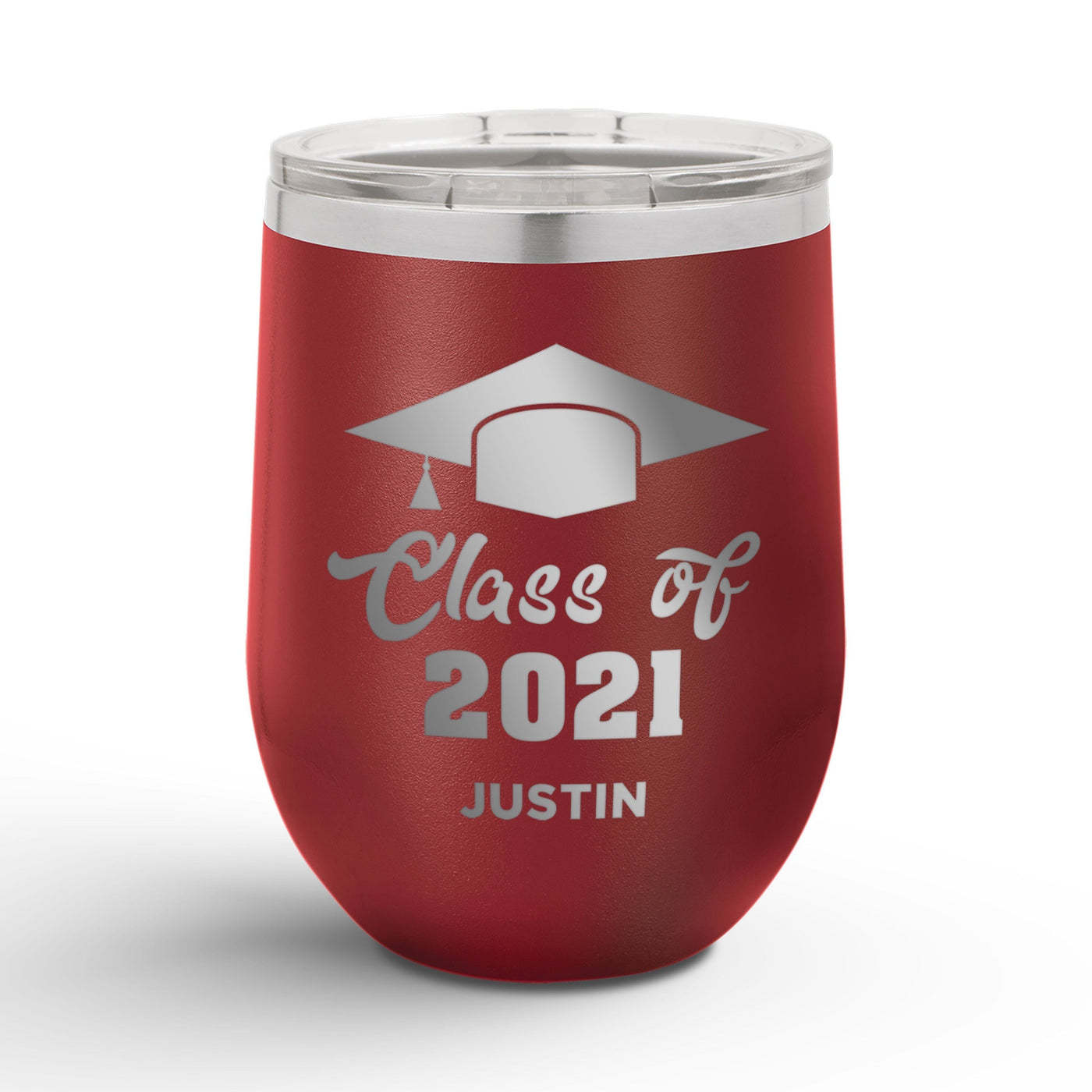 Personalized Graduation Cap Class Of 12oz Insulated Wine Tumbler Insulated Tumbler Sam + Zoey Maroon  Sam + Zoey