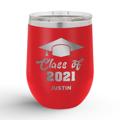 Personalized Graduation Cap Class Of 12oz Insulated Wine Tumbler Insulated Tumbler Sam + Zoey Red  Sam + Zoey