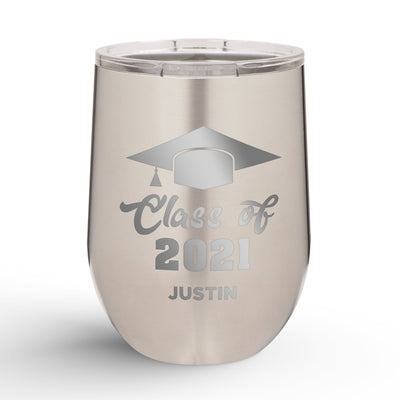 Personalized Graduation Cap Class Of 12oz Insulated Wine Tumbler Insulated Tumbler Sam + Zoey Stainless Steel  Sam + Zoey