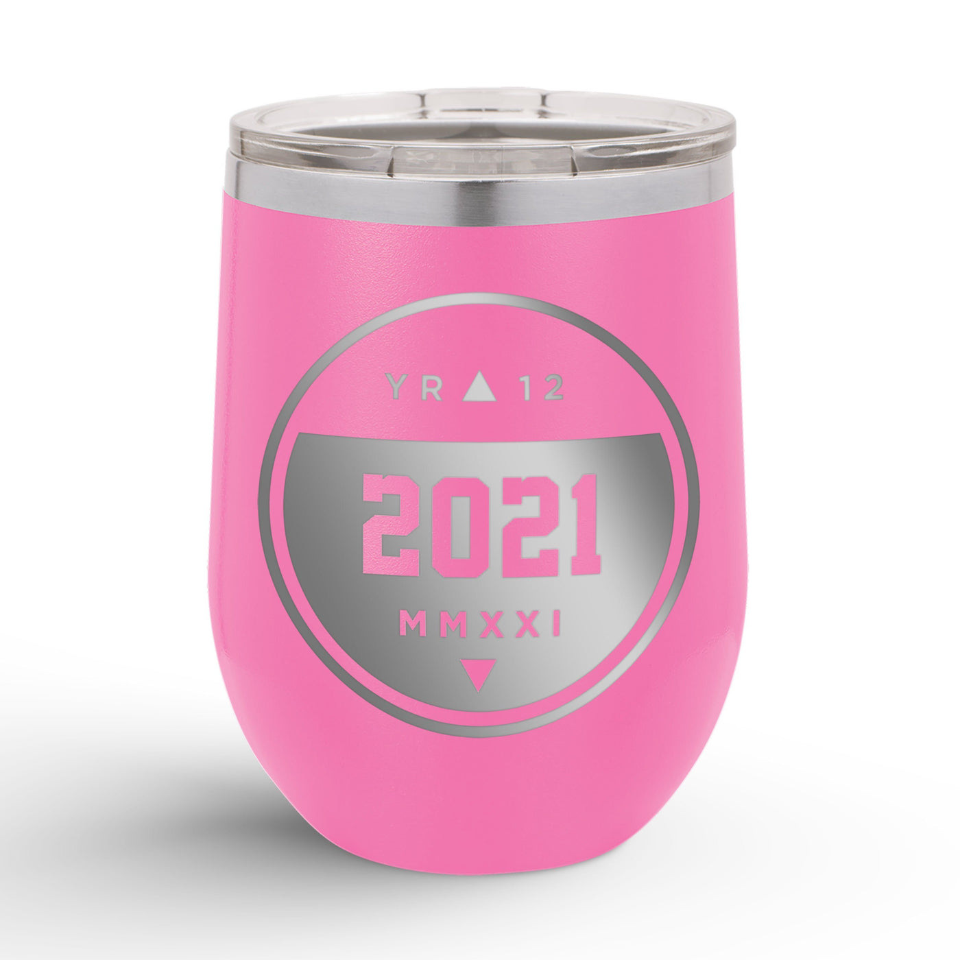 Personalized Graduation Circle Crest 12oz Insulated Wine Tumbler Insulated Tumbler Sam + Zoey Pink  Sam + Zoey