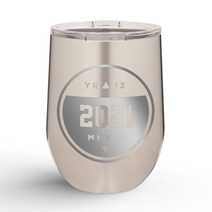 Personalized Graduation Circle Crest 12oz Insulated Wine Tumbler Insulated Tumbler Sam + Zoey Stainless Steel