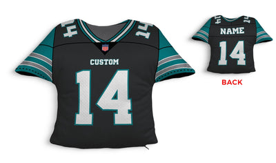 Personalized Football Jersey Pillow Jersey Pillow Sam + Zoey 14-Dark Grey-Teal-White  Sam + Zoey