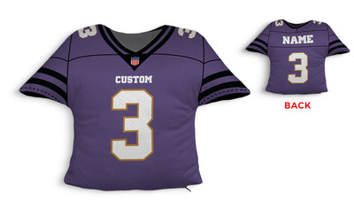Personalized Football Jersey Pillow Jersey Pillow Sam + Zoey 3-Purple-White-Gold  Sam + Zoey