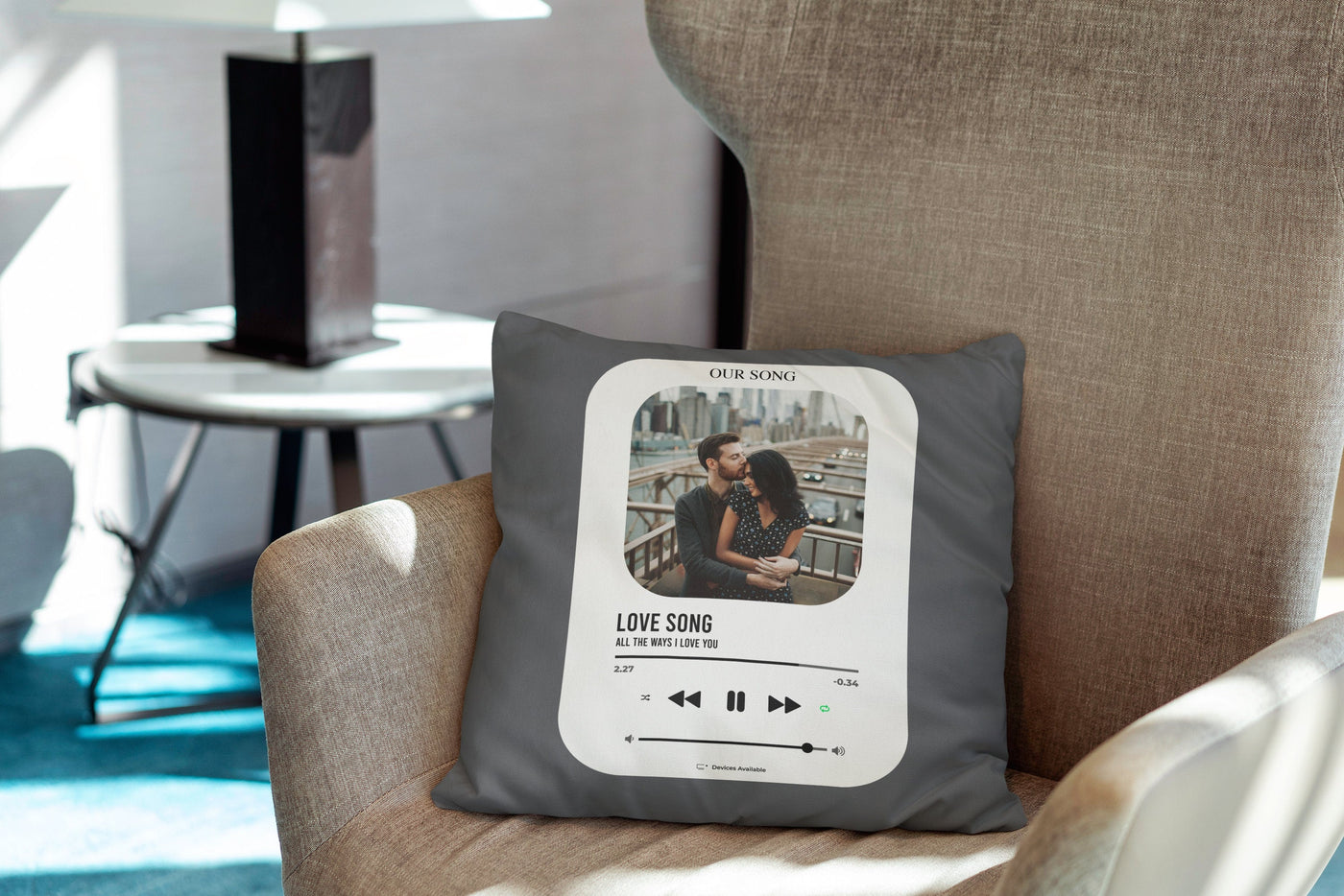 Personalized Love Song Custom Photo Pillow Sam + Zoey  Sam + Zoey