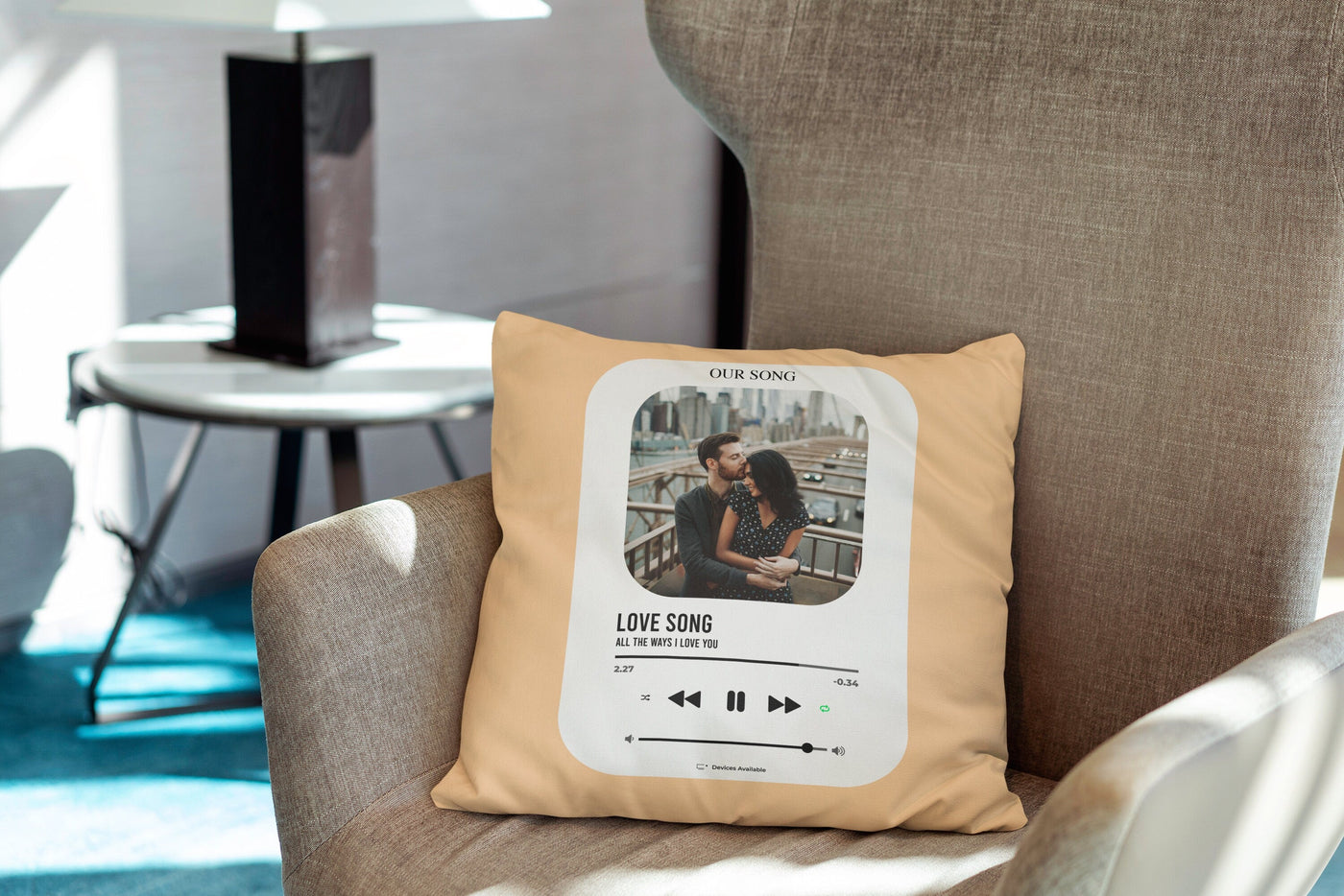 Personalized Love Song Custom Photo Pillow Sam + Zoey  Sam + Zoey