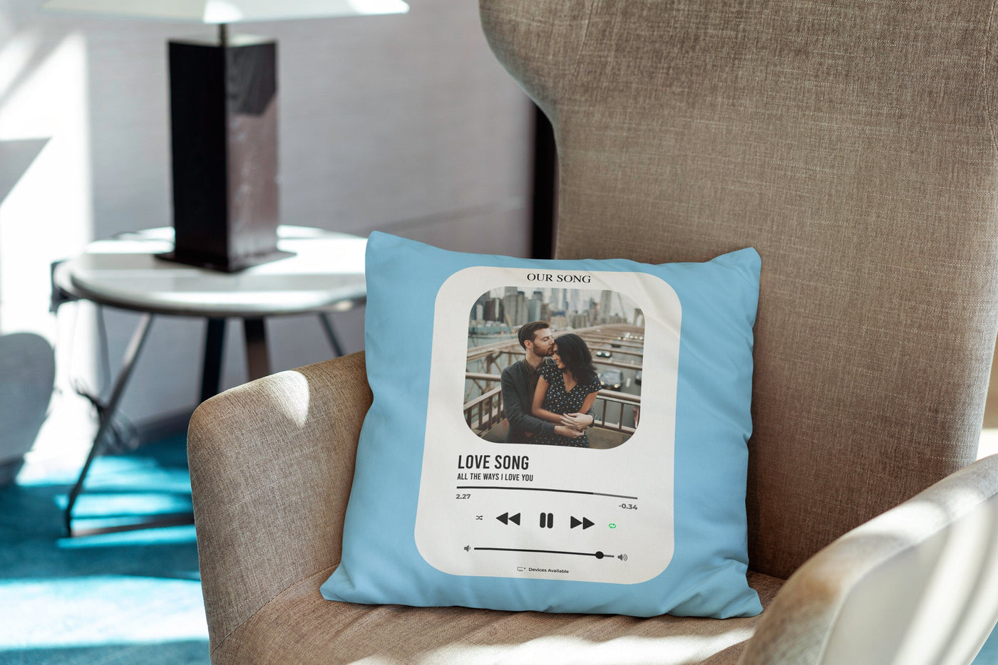 Personalized Love Song Custom Photo Pillow Sam + Zoey  Sam + Zoey