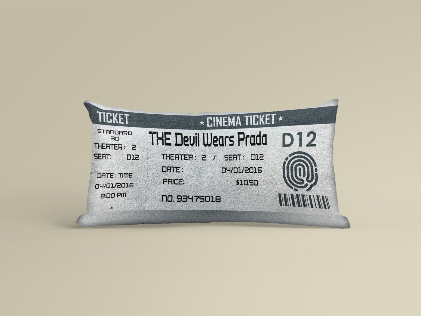 Personalized Movie Ticket Pillow Sam + Zoey  Sam + Zoey