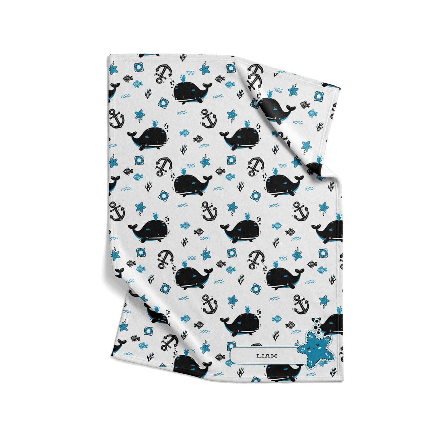 Receiving Blanket: Blue Whale Receiving Blanket Sam + Zoey  Sam + Zoey