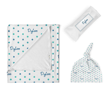 Swaddle Set: Watercolor Polkadot Swaddle Set Sam + Zoey Blue