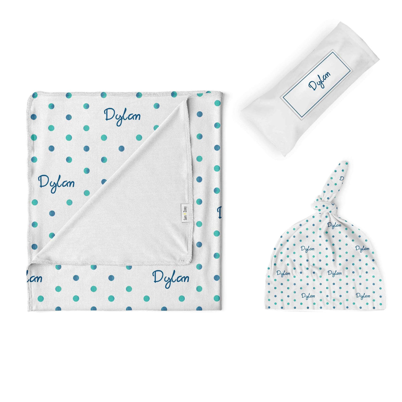 Swaddle Set: Watercolor Polkadot Swaddle Set Sam + Zoey Blue  Sam + Zoey