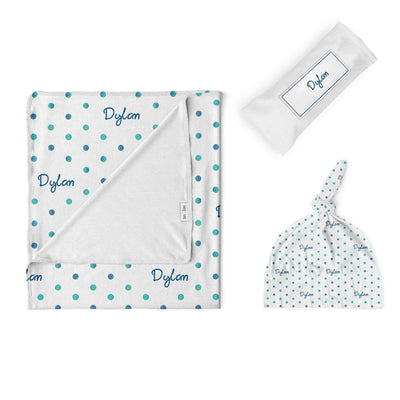 Swaddle Set: Watercolor Polkadot Swaddle Set Sam + Zoey Blue  Sam + Zoey