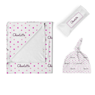 Swaddle Set: Watercolor Polkadot Swaddle Set Sam + Zoey Pink  Sam + Zoey