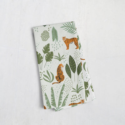 Tea Towel: Jungle Tiger Tea Towel Sam + Zoey White  Sam + Zoey