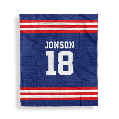 Throw Blankets: Sports Jersey Throw Blankets Sam + Zoey Blue/Red  Sam + Zoey