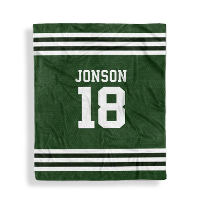 Throw Blankets: Sports Jersey Throw Blankets Sam + Zoey Green  Sam + Zoey