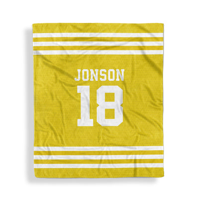 Throw Blankets: Sports Jersey Throw Blankets Sam + Zoey Yellow  Sam + Zoey