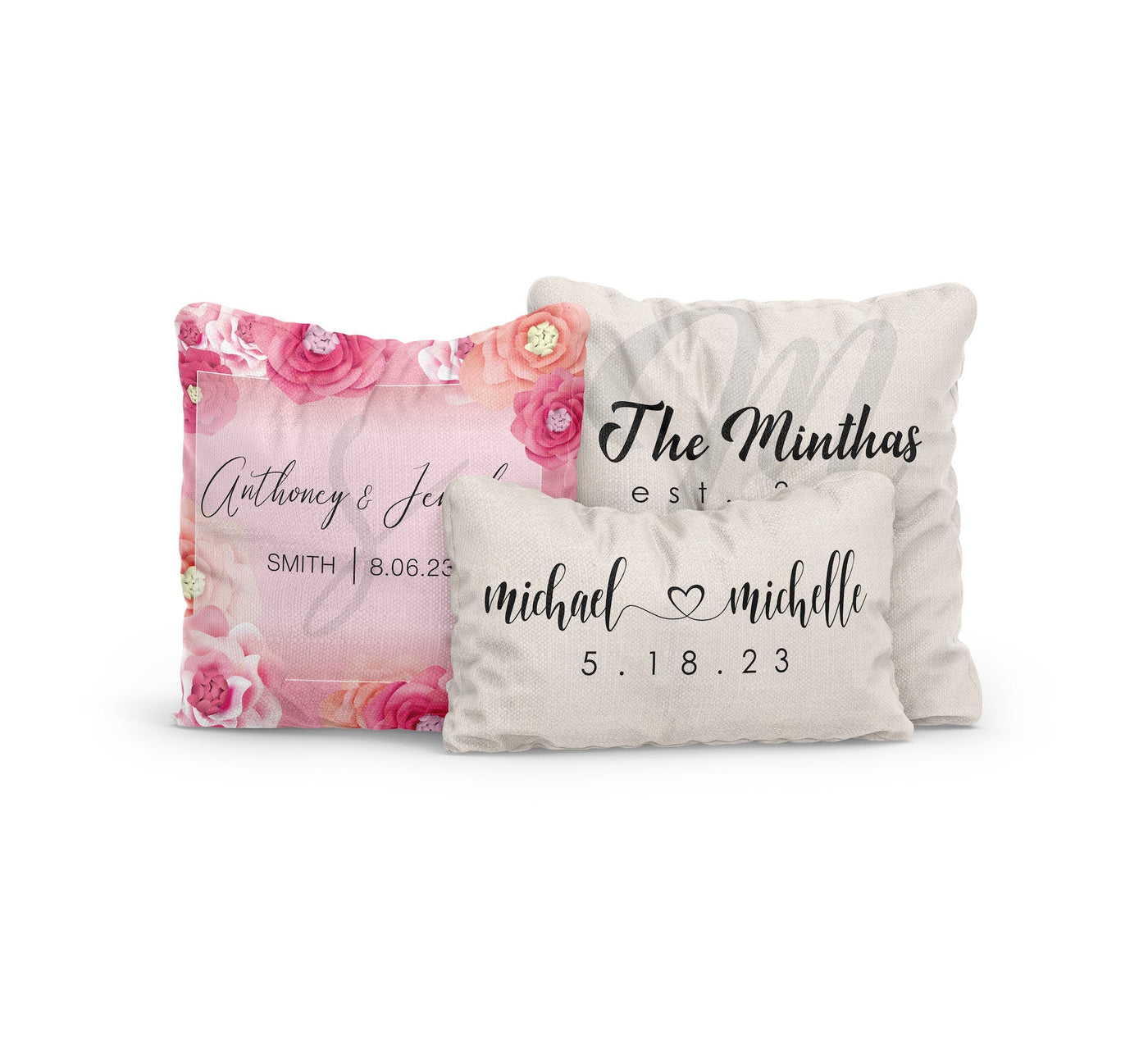 Throw Pillow: Personalized Wedding Monogram Roses Pillow Sam + Zoey  Sam + Zoey
